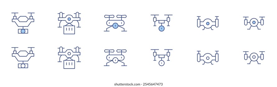 Drone icon set in two styles, Duotone and Thin Line style. Editable stroke. drone, smart drone.