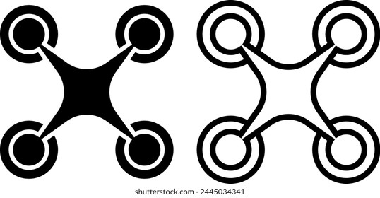 drone icon, sign, or symbol in glyph and line style isolated on transparent background. Vector illustration