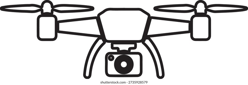 Drone Icon Silhouette Flat Black Vector Isolated on White. Minimal Drone UAV Silhouette Icon Black Flat Vector Illustration.