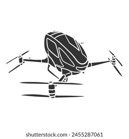 Drone Icon Silhouette Illustration. Air Vehicle Vector Graphic Pictogram Symbol Clip Art. Doodle Sketch Black Sign.