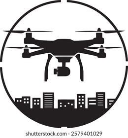 Drone icon silhouette, vector illustrastion. White Background