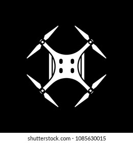 Drone icon. Silhouette Drone vector icon for web design isolated on black background