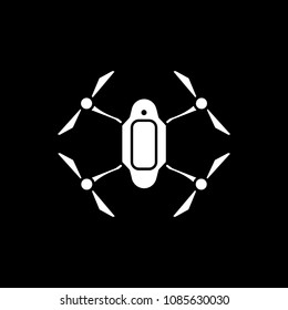 Drone icon. Silhouette Drone vector icon for web design isolated on black background