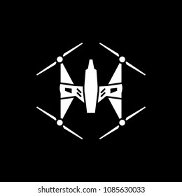 Drone icon. Silhouette Drone vector icon for web design isolated on black background
