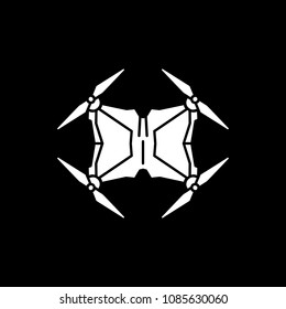 Drone icon. Silhouette Drone vector icon for web design isolated on black background