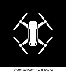 Drone icon. Silhouette Drone vector icon for web design isolated on black background