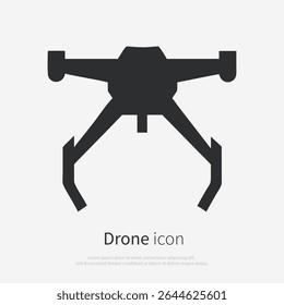 Drone icon silhouette.Vector logo of a modern quadcopter. Illustration side view isolated on white background.