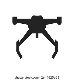 Silueta de icono de drone. Logotipo de Vector de un moderno quadcopter. Ilustración vista lateral aislada sobre fondo blanco.
