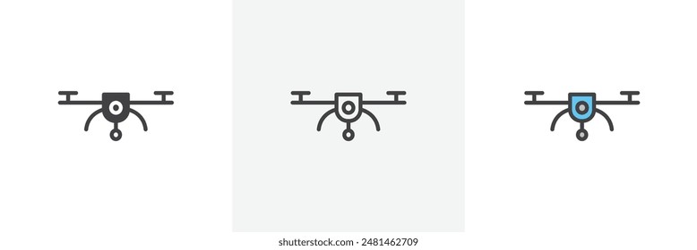 Drone icon symbol collection on white background.