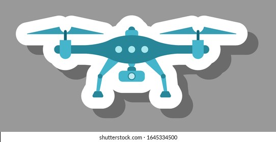 Drone icon that symbolizes future technology and innovation. All the objects, shadows and background are in different layers. 