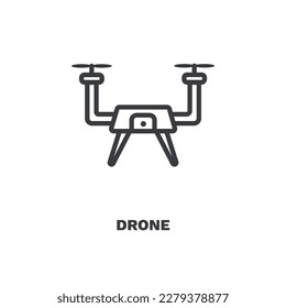 Drohnensymbol. Dünne Linie Drohnensymbol aus der Sammlung künstlicher Intelligenz. Rahmenvektor einzeln auf weißem Hintergrund. Bearbeitbare Drohnensymbole können im Web und mobil verwendet werden