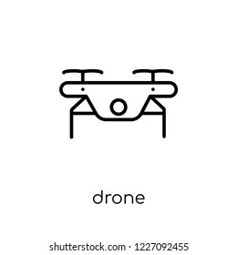 Drone icon. Trendy modern flat linear vector Drone icon on white background from thin line Artificial Intelligence, Future Technology collection, editable outline stroke vector illustration