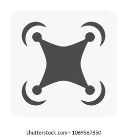Drone icon vector. Also called unmanned aerial vehicle (UAV). Operate with remote control by a human operator. Using for military, agricultural, surveillance, product delivery and aerial photography. 
