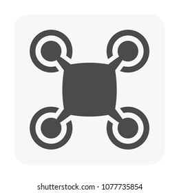 Drone icon vector. Also called unmanned aerial vehicle (UAV). Operate with remote control by a human operator. Using for military, agricultural, surveillance, product delivery and aerial photography. 