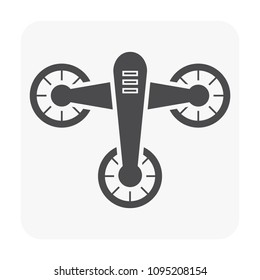 Drone icon vector. Also called unmanned aerial vehicle (UAV). Operate with remote control by a human operator. Using for military, agricultural, surveillance, product delivery and aerial photography. 