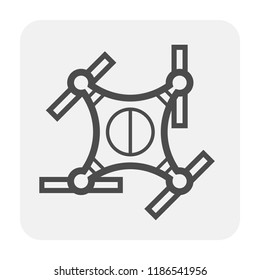 Drone icon vector. Also called unmanned aerial vehicle (UAV). Operate with remote control by a human operator. Using for military, agricultural, surveillance, product delivery and aerial photography.