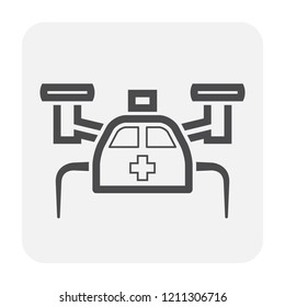 Drone icon vector. Also called unmanned aerial vehicle (UAV). Operate with remote control by a human operator. Using for military, agricultural, surveillance, product delivery and aerial photography.
