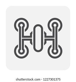 Drone icon vector. Also called unmanned aerial vehicle (UAV). Operate with remote control by a human operator. Using for military, agricultural, surveillance, product delivery and aerial photography.