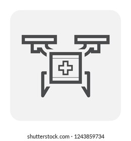Drone icon vector. Also called unmanned aerial vehicle (UAV). Operate with remote control by a human operator. Using for military, agricultural, surveillance, product delivery and aerial photography.
