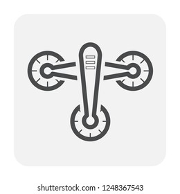 Drone icon vector. Also called unmanned aerial vehicle (UAV). Operate with remote control by a human operator. Using for military, agricultural, surveillance, product delivery and aerial photography.