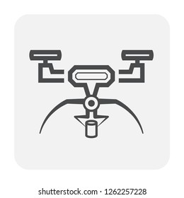 Drone icon vector. Also called unmanned aerial vehicle (UAV). Operate with remote control by a human operator. Using for military, agricultural, surveillance, product delivery and aerial photography.