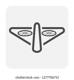 Drone icon vector. Also called unmanned aerial vehicle (UAV). Operate with remote control by a human operator. Using for military, agricultural, surveillance, product delivery and aerial photography.