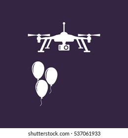 Drone Icon, Vector flat design style