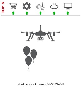 Drone Icon, Vector flat design style
