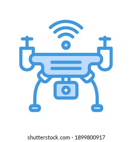 Icono de drones en azul sobre Internet de cosas para cualquier proyecto, uso para presentación de aplicación móvil del sitio web