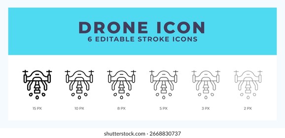 Vektorgrafik des Drohnensymbols. Mit editierbarem Strich für das Web. App und mehr.