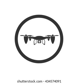 Drone icon vector illustration emblem element black in circle technology sign silhouette image eps jpg logo