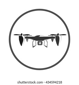 Drone icon vector illustration emblem element black in circle technology sign silhouette image eps jpg logo