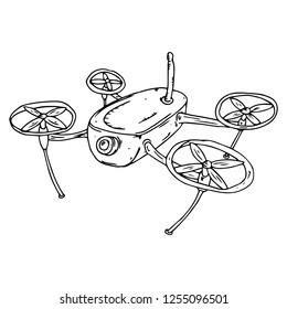 Drone icon. Vector illustration of drone. Hand drawn drone.