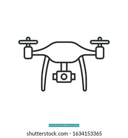 Drone icon vector illustration logo template for many purpose. Isolated on white background.