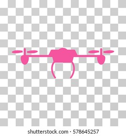 Drone icon. Vector illustration style is flat iconic symbol, pink color, transparent background. Designed for web and software interfaces.