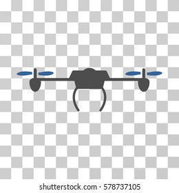 Drone icon. Vector illustration style is flat iconic bicolor symbol, cobalt and gray colors, transparent background. Designed for web and software interfaces.