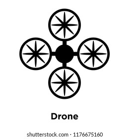 Drone icon vector isolated on white background, logo concept of Drone sign on transparent background, filled black symbol