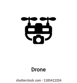 Drone icon vector isolated on white background, logo concept of Drone sign on transparent background, filled black symbol