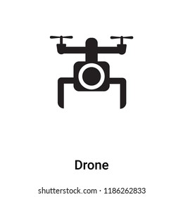 Drone icon vector isolated on white background, logo concept of Drone sign on transparent background, filled black symbol