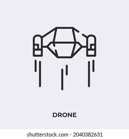 drone icon vector. Linear style sign for mobile concept and web design. drone symbol illustration. Pixel vector graphics - Vector.