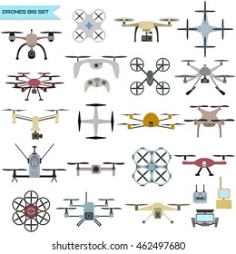 Drone icon vector set, quadrocopters on a white background.