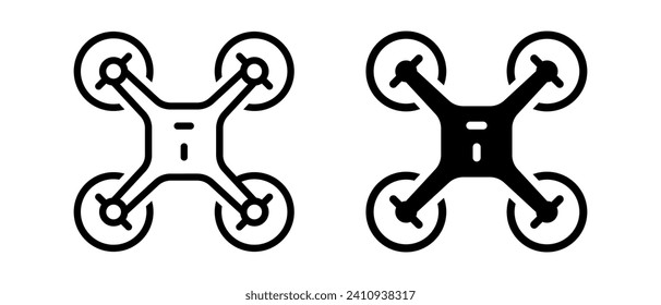 Drone icon vector symbol. Outline quadcopter symbol