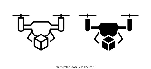 Drone icon vector symbol. Quadcopter delivery symbol