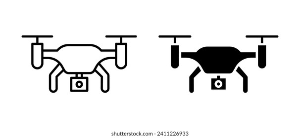 Drone icon vector symbol. Quadcopter with camera symbol