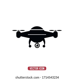 Icono dron vector.Concepto de cámara drone