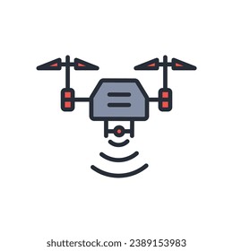 drone icon. vector.Editable stroke.linear style sign for use web design,logo.Symbol illustration.