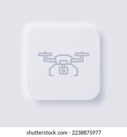 Icono drone, Neumorfismo blanco diseño de interfaz de usuario suave para diseño web, IU de aplicación y más, Button, Vector.