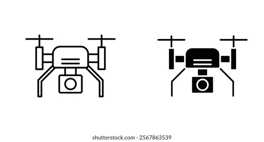 Drone icons collection in Filled flat and thin line style.