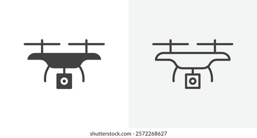 Drone icons. flat and line style set