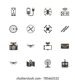 Drone icons. Perfect black pictogram on white background. Flat simple vector icon.